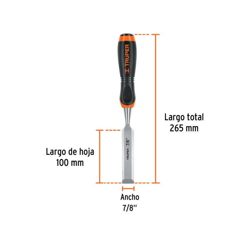 Código: 14630 Formón 7/8' mango Comfort Grip, Truper FT-7-8