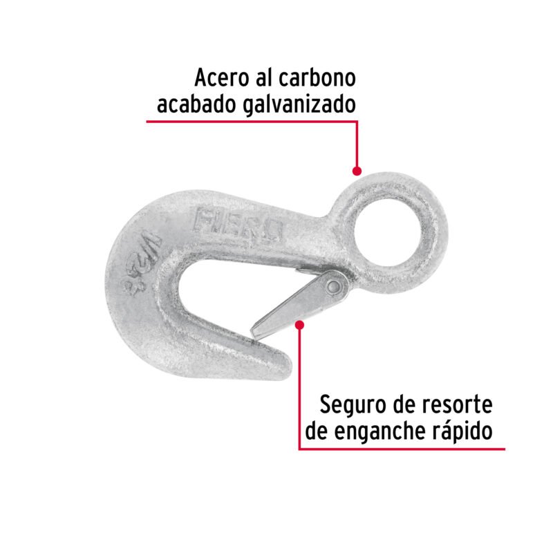 GANES-3-4FC1.jpg Código: 44075 Gancho eslinga de acero forjado 3/4', carga 500 kg, Fiero GANES-3-4