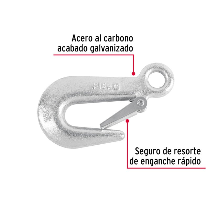 GANES-5-8XXFC1.jpg Código: 44078 Gancho eslinga de acero forjado 5/8', carga 2000 kg, Fiero GANES-5-8XX