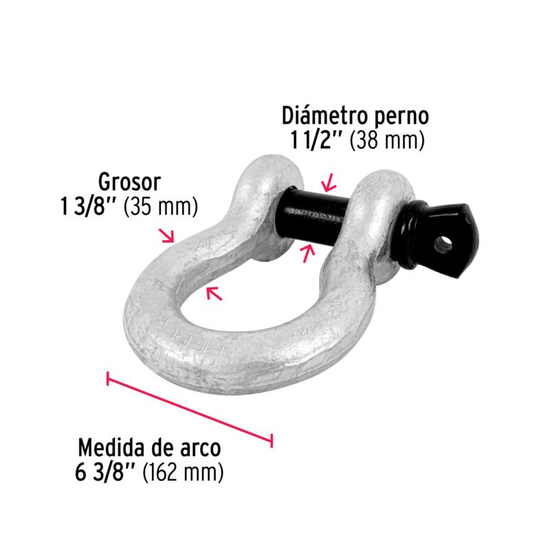 GRI-1-3-8FC2.jpg Código: 44978 Grillete de acero forjado 1-3/8', Fiero GRI-1-3-8