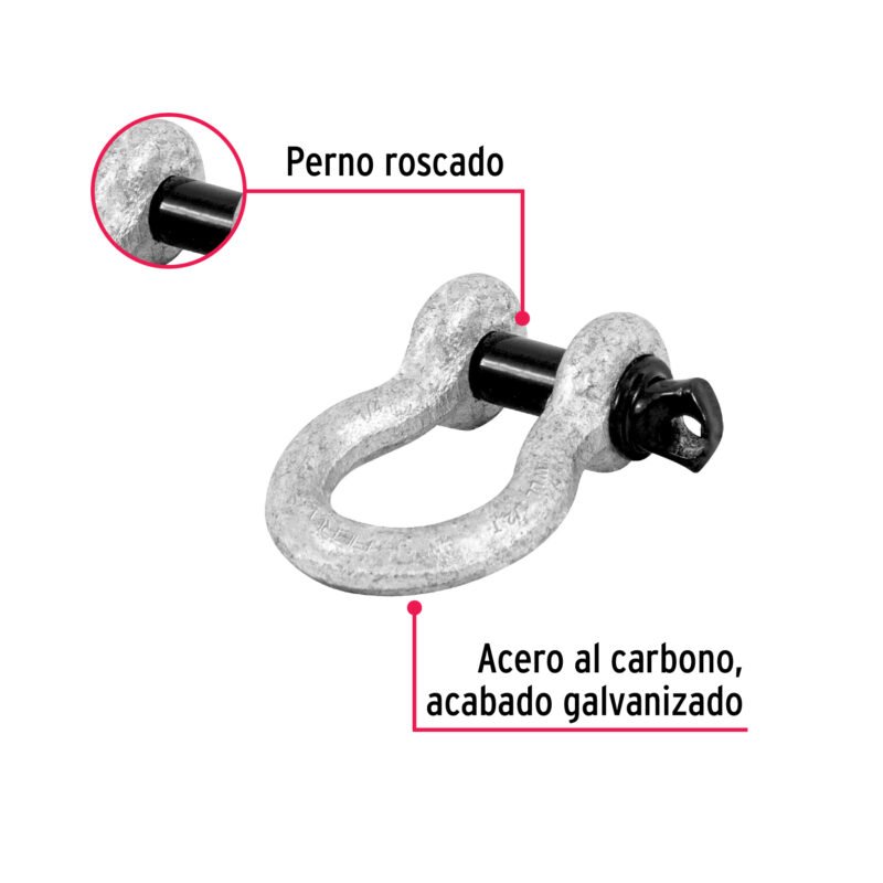 GRI-1-4FC1.jpg Código: 44967 Grillete de acero forjado 1/4', Fiero GRI-1-4