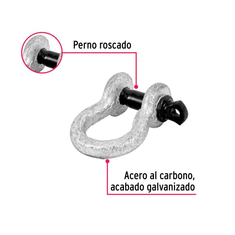 GRI-3-16FC1.jpg Código: 44966 Grillete de acero forjado 3/16', Fiero GRI-3-16