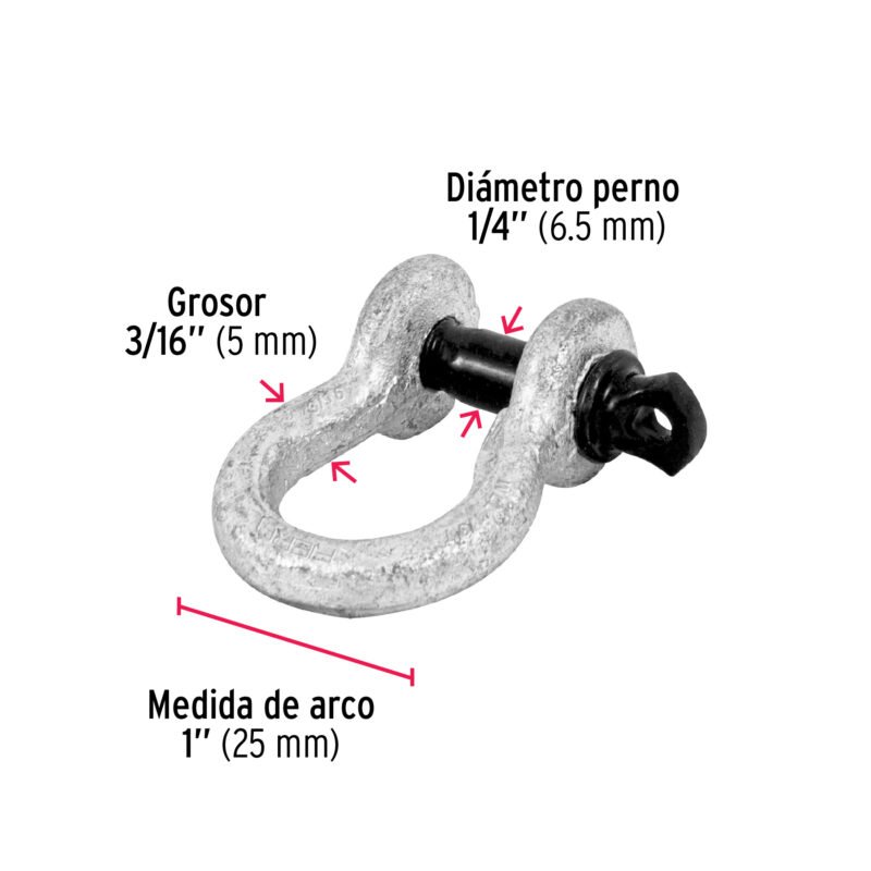GRI-3-16FC2.jpg Código: 44966 Grillete de acero forjado 3/16', Fiero GRI-3-16