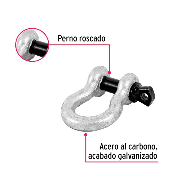 GRI-5-16FC1.jpg Código: 44968 Grillete de acero forjado 5/16', Fiero GRI-5-16