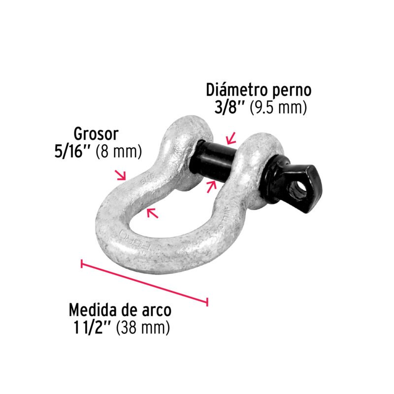 GRI-5-16FC2.jpg Código: 44968 Grillete de acero forjado 5/16', Fiero GRI-5-16
