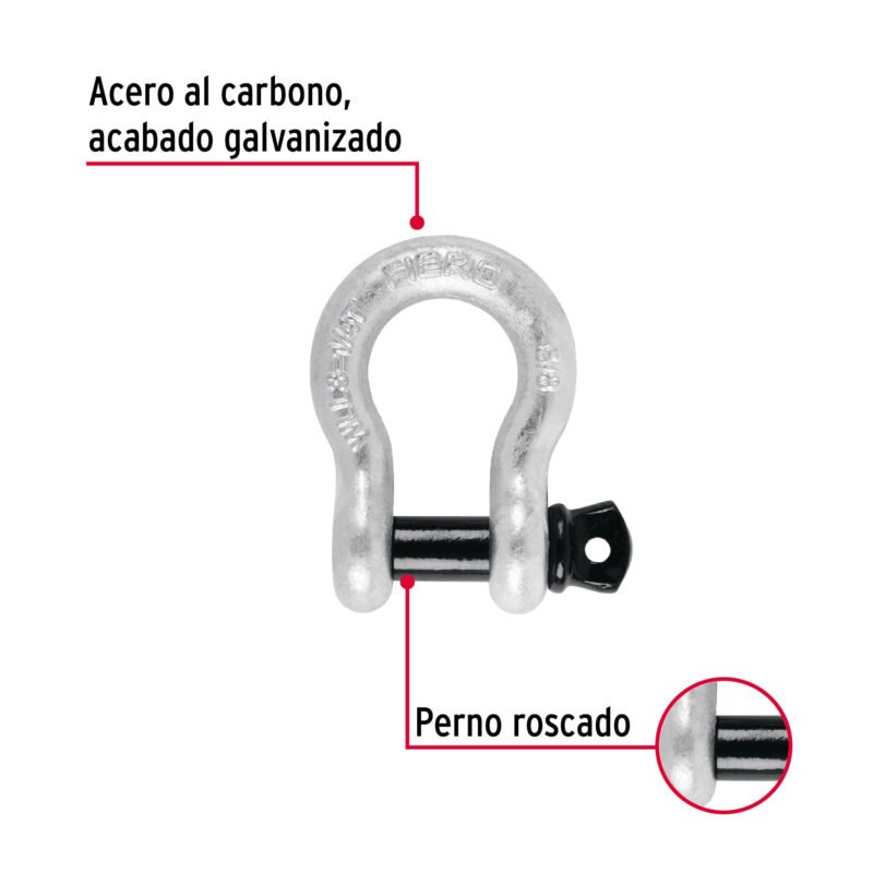GRI-5-8FC1.jpg Código: 44972 Grillete de acero forjado 5/8', Fiero GRI-5-8
