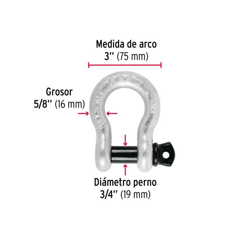 GRI-5-8FC2.jpg Código: 44972 Grillete de acero forjado 5/8', Fiero GRI-5-8