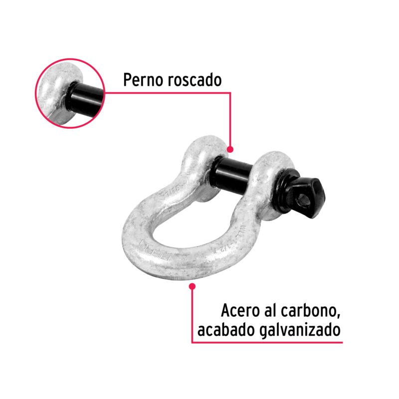 GRI-7-16FC1.jpg Código: 44970 Grillete de acero forjado 7/16', Fiero GRI-7-16