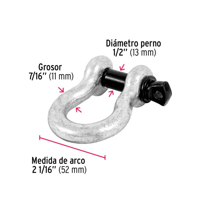 GRI-7-16FC2.jpg Código: 44970 Grillete de acero forjado 7/16', Fiero GRI-7-16