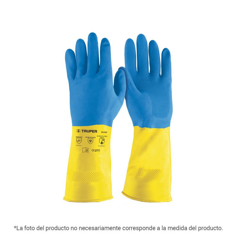 Código: 103712 Guantes de látex reforzados para limpieza, XG, Truper GU-334