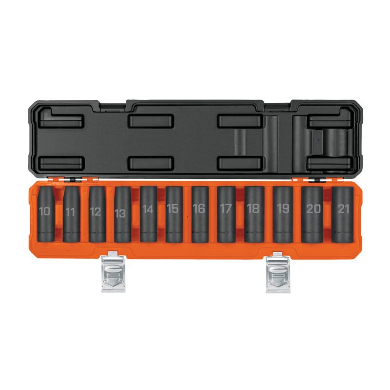 Código: 100946 Juego de 12 dados largos de impacto cuadro 1/2', 6 puntas mm JDI-1-2X12ML