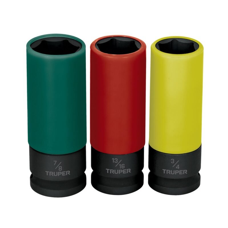 Código: 100941 Juego 3 dados largos 1/2' impacto protección plástica 6p std JDI-1-2X3LP