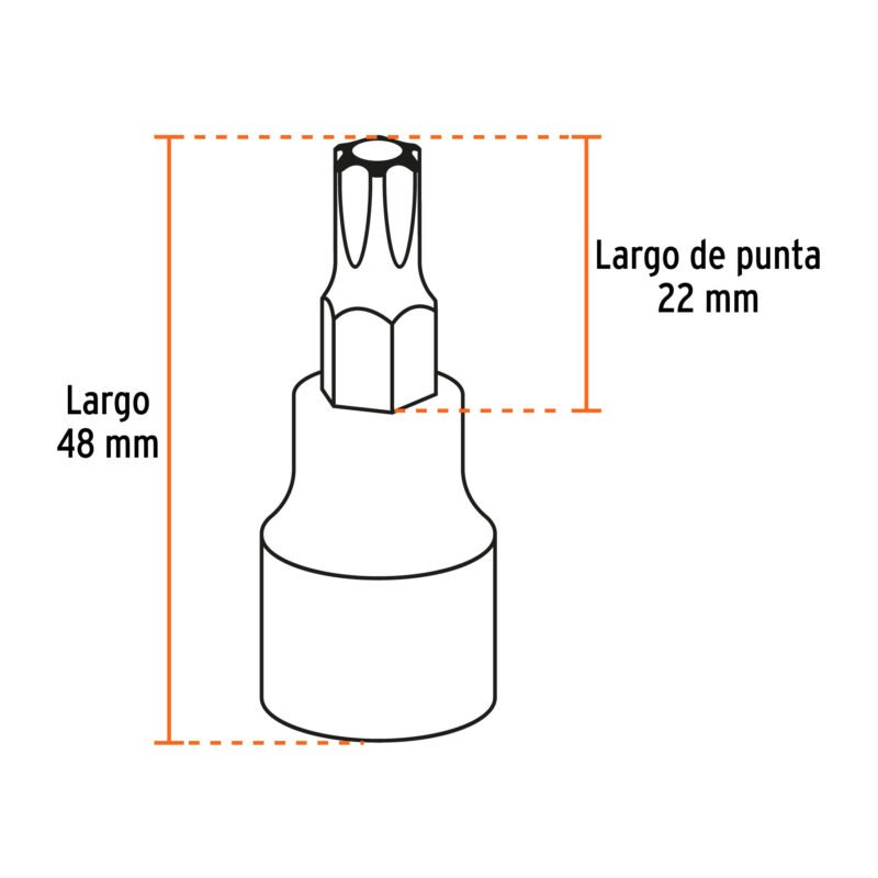 Código: 14171 Juego de 7 dados cuadro 3/8' punta torx, Truper JPT-3-8X7T