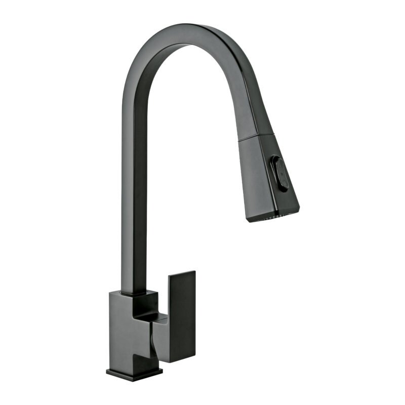 Código: 44227 Monomando nariz retráctil para fregadero,negro, FOSET KUBO KUF-82M