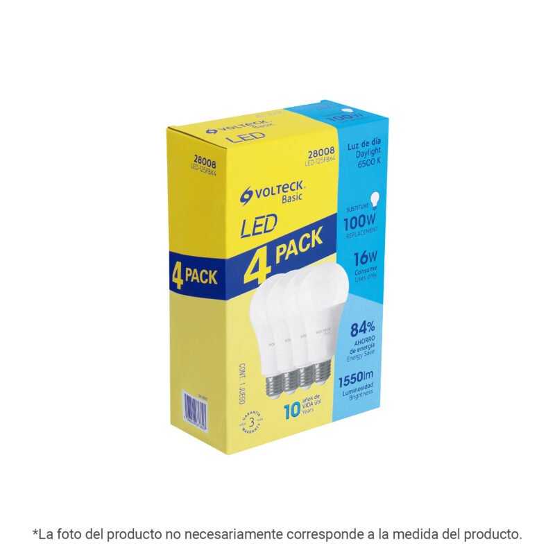 LED-150FBX4.jpg Código: 29069 Pack de 4 lámparas LED A19 18 W (equiv. 135 W), luz de día LED-150FBX4
