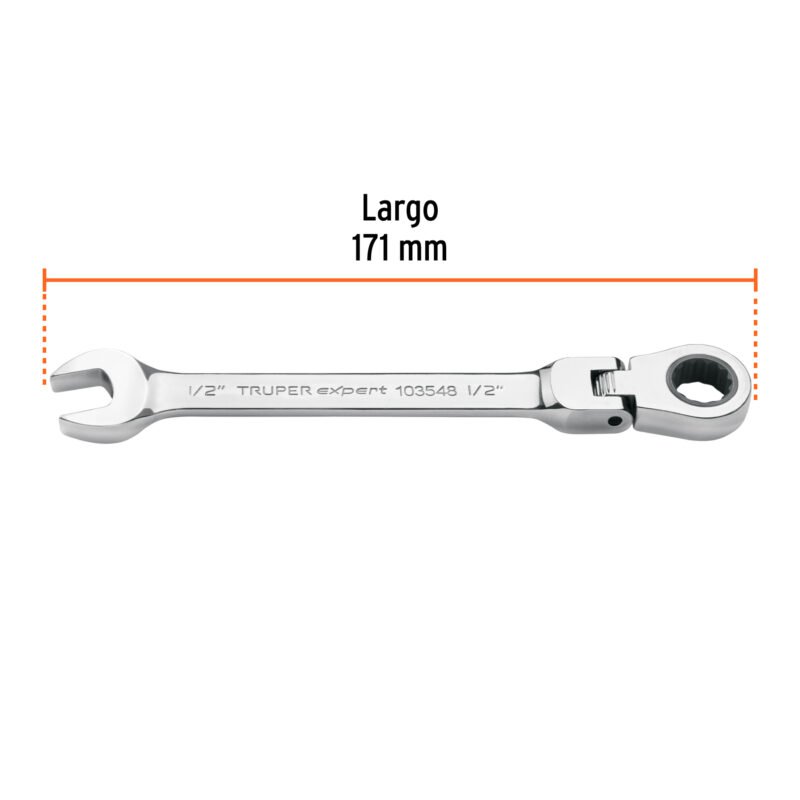 Código: 103548 Llave combinada con matraca 1/2' flexible, Expert LL-2016XF
