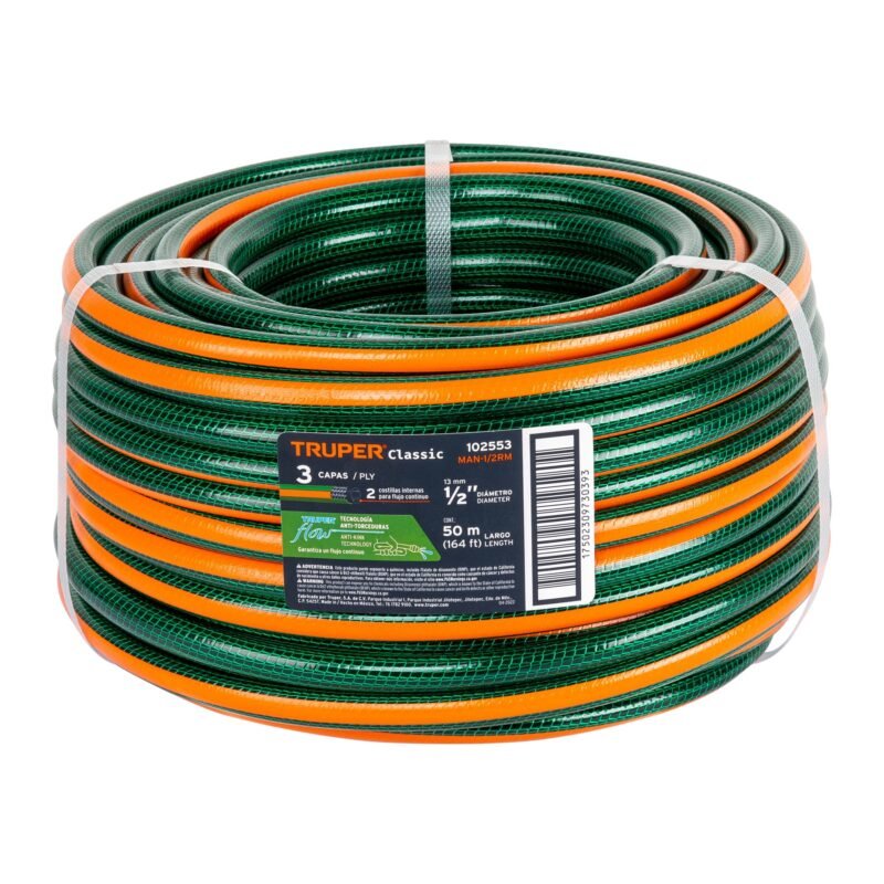 Código: 102553 Metro de manguera 1/2' 3 capas en rollo de 50 m, Truper MAN-1-2RM