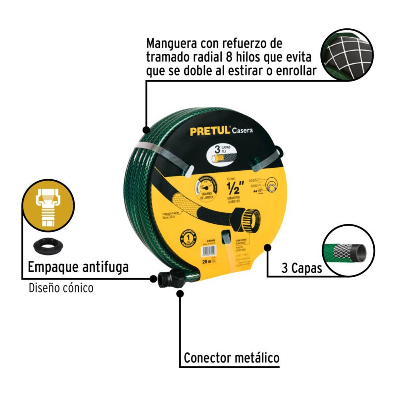 MAN-20X1-2PRFC2.jpg Código: 25018 Manguera 1/2' reforzada 3 capas 20m conexiones plást, Pretul MAN-20X1-2PR