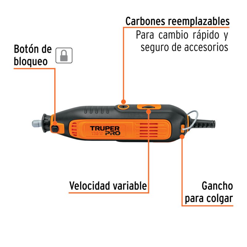 Código: 103580 Herramienta rotativa profesional 135 W con 97 accesorios MOTO-A3