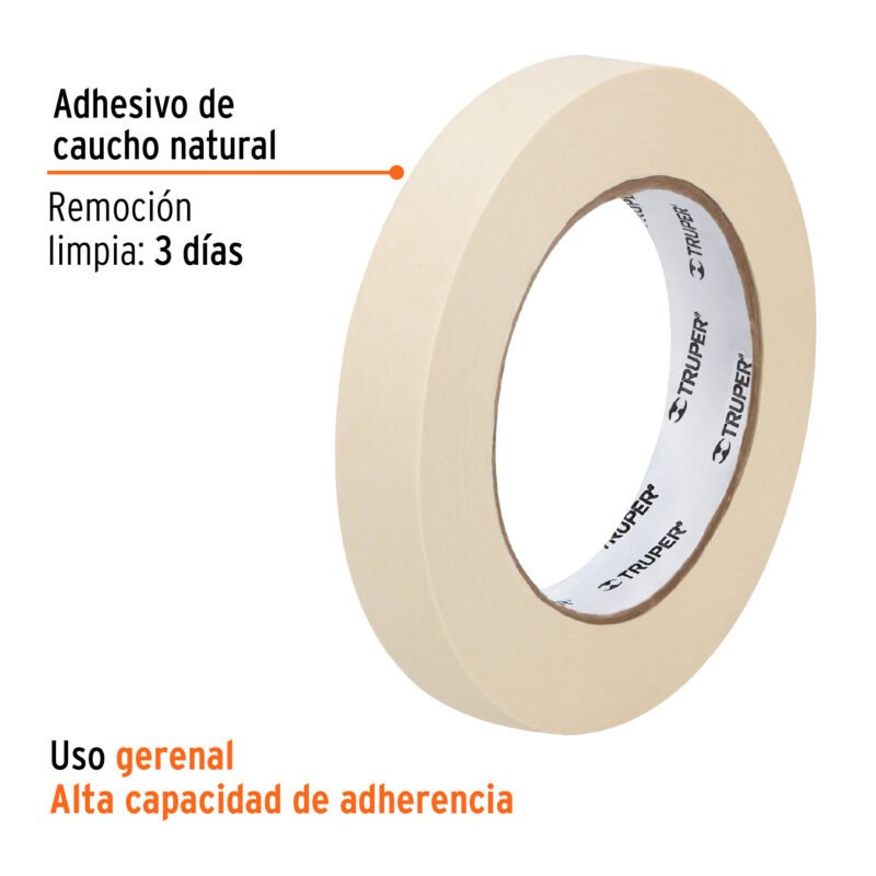 MSK-1-2FC1.jpg Código: 12589 Cinta masking tape de 1/2' x 50 m, Truper MSK-1-2