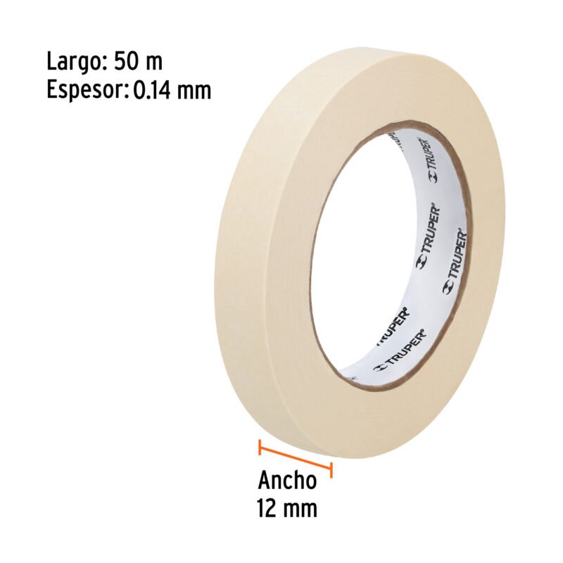 MSK-1-2FC2.jpg Código: 12589 Cinta masking tape de 1/2' x 50 m, Truper MSK-1-2