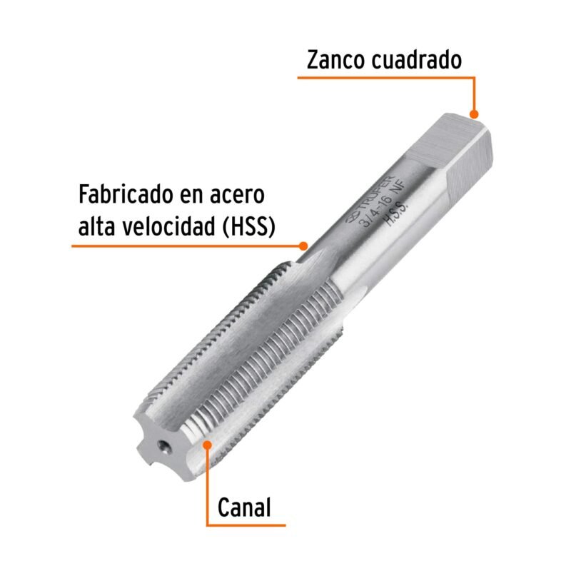 MT-3-4X16FC1.jpg Código: 11426 Machuelo semicónico 3/4'x16 UNF, estuche individual, Truper MT-3-4X16