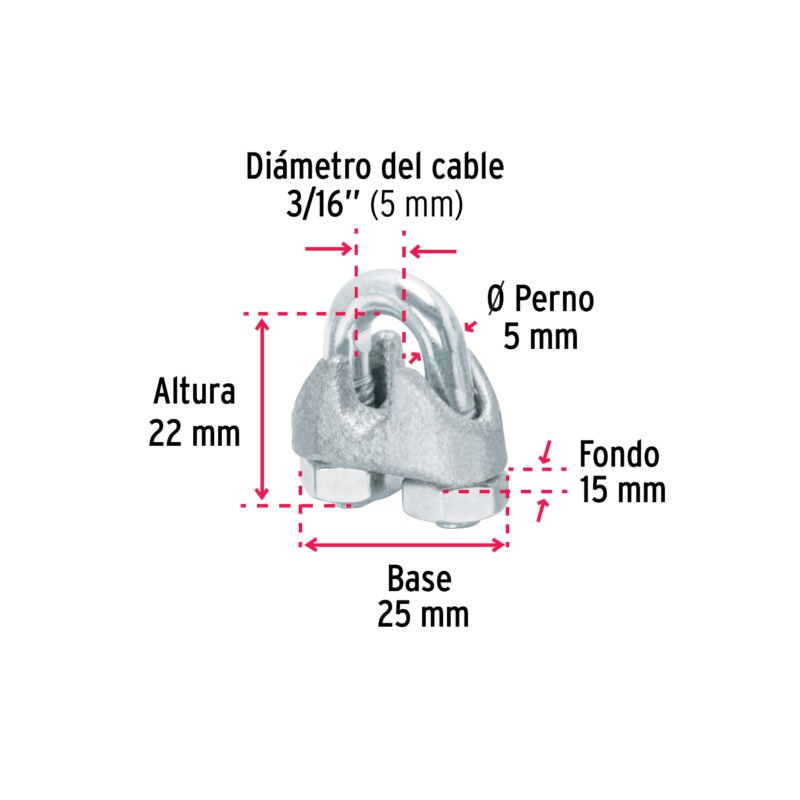 NUDO-3-16GFC2.jpg Código: 40705 Bolsa c/50 nudos (perros) de hierro p/cable de 3/16', Fiero NUDO-3-16G