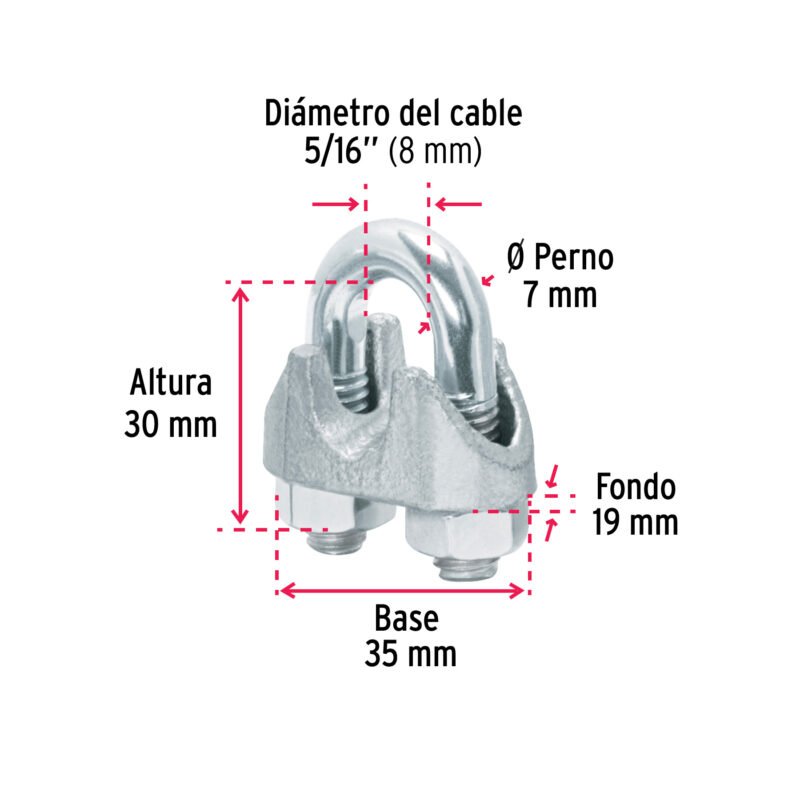 NUDO-5-16GFC2.jpg Código: 40707 Bolsa c/25 nudos (perros) de hierro p/cable de 5/16', Fiero NUDO-5-16G