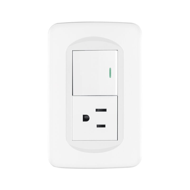 Código: 29058 Placa armada interruptor y contacto 1.5 módulos, Toledo PA-APCO15-TB