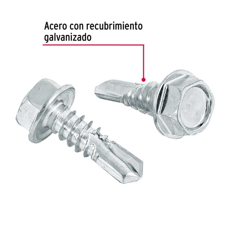PIBR-3-4FC1.jpg Código: 44400 Bolsa con 100 pijas 3/4' cabeza hexagonal, punta de broca PIBR-3-4