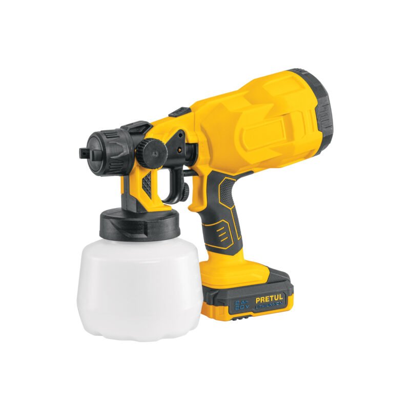 PIPI-20P.jpg Código: 29010 Pistola para pintar, 20V, 1 batería 2Ah, PRETUL PIPI-20P