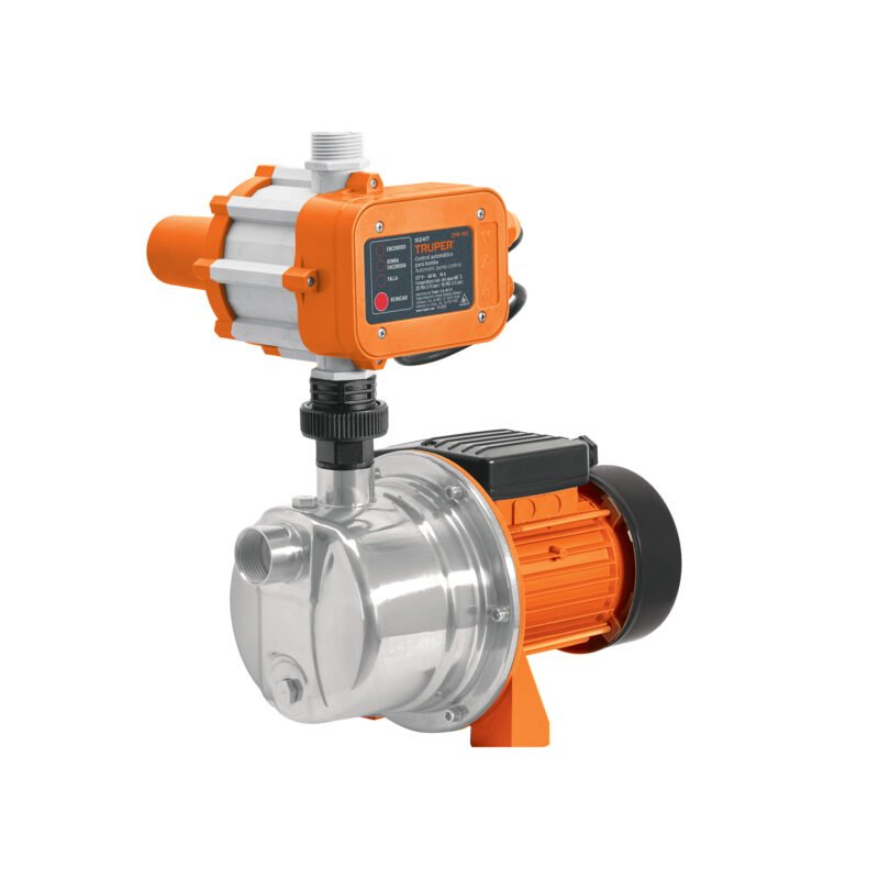 PRE-1-2I.jpg Código: 102858 Bomba presurizadora jet acero 1/2 HP con control, Truper PRE-1-2I