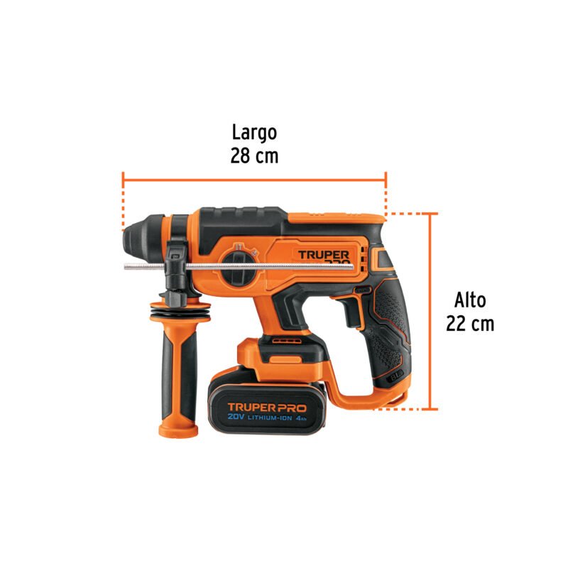ROEI-20AFC2.jpg Código: 103263 Rotomartillo SDS Plus 20V, 2 J, 1 batería 4Ah, PRO ROEI-20A