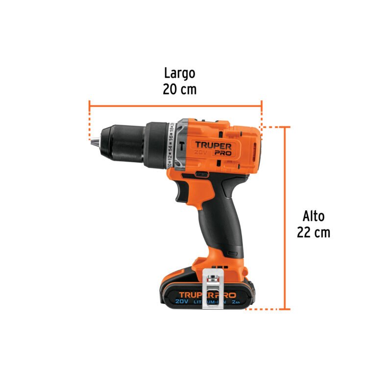 ROTI-20A2FC2.jpg Código: 103247 Rotomartillo 1/2', 20V, 1 batería 2Ah, PRO ROTI-20A2
