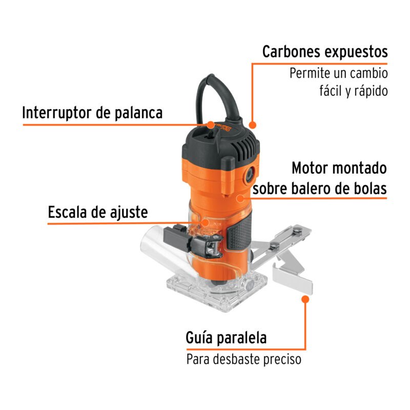 ROU-MAFC1.jpg Código: 102379 Router compacto 600W, 3/4 HP, TRUPER PRO ROU-MA