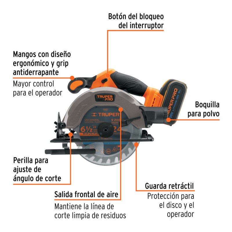 SICI-20AFC1.jpg Código: 103256 Sierra circular 6-1/2', 20V, 1 batería 4Ah, PRO SICI-20A