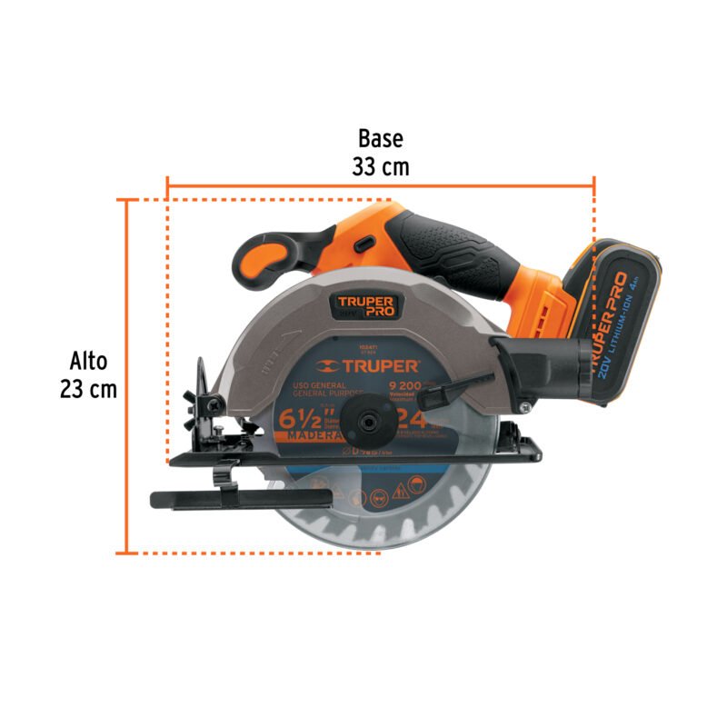 SICI-20AFC2.jpg Código: 103256 Sierra circular 6-1/2', 20V, 1 batería 4Ah, PRO SICI-20A