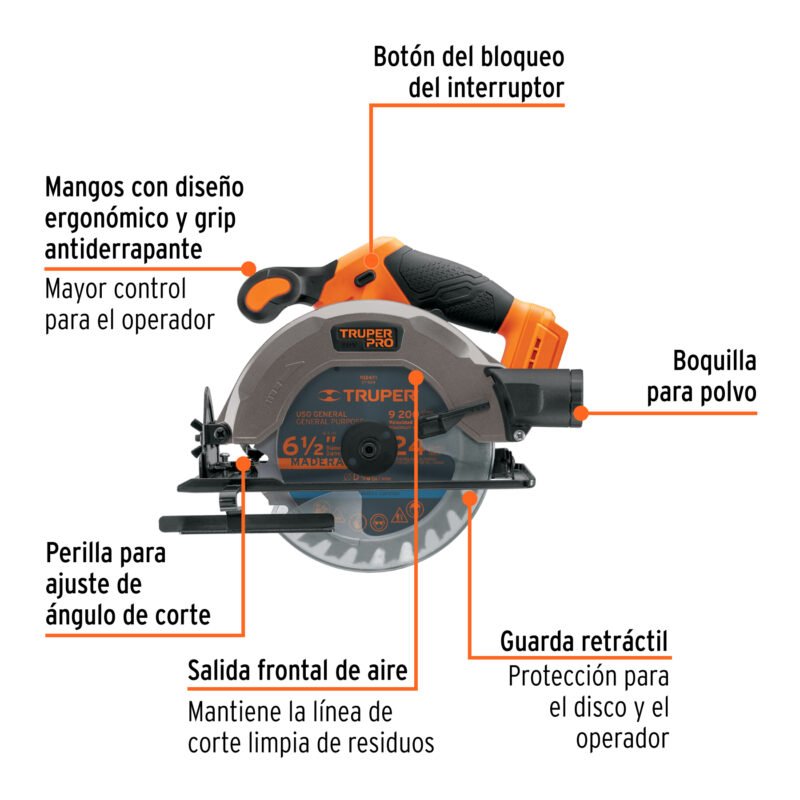 Código: 103257 Sierra circular 6-1/2', 20V, sin accesorios, PRO SICI-20AS