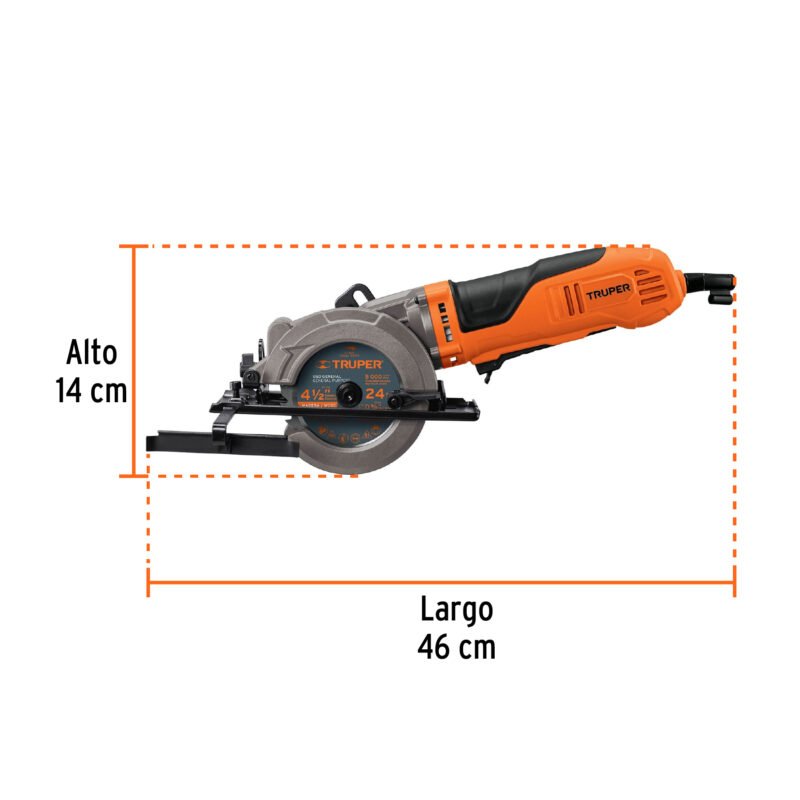 SICI-4-1-2AFC2.jpg Código: 100123 Sierra circular compacta 4-1/2', 750W, TRUPER PRO SICI-4-1-2A