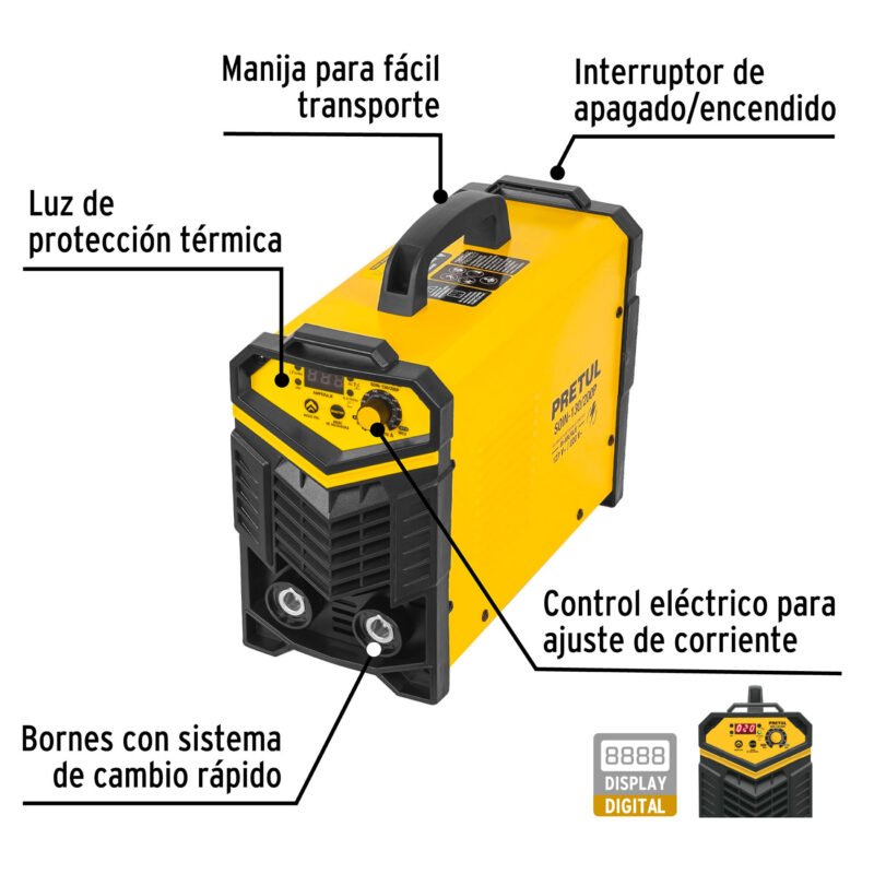 SOIN-130-200PFC1.jpg Código: 27282 Soldadora inversora 200A, Bi-voltaje 127/220V, PRETUL SOIN-130-200P