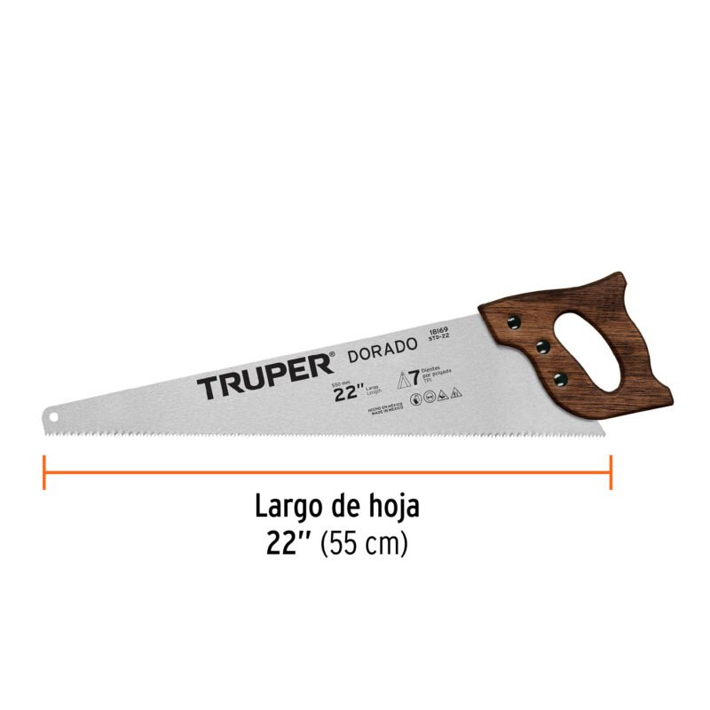 STD-22FC2.jpg Código: 18169 Serrucho 22' Dorado, 7 DPP, Truper STD-22