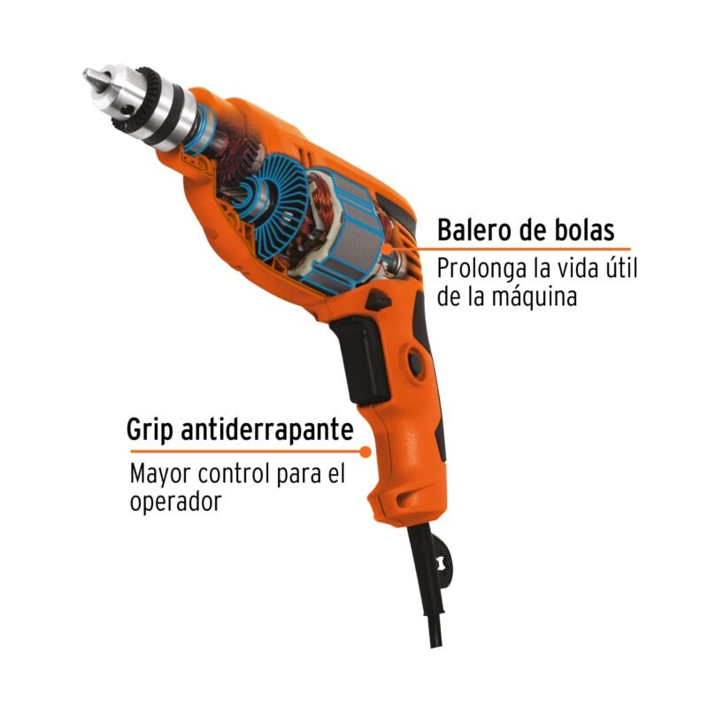 TAL-3-8A2FC1.jpg Código: 16708 Taladro 3/8', 400W, TRUPER PRO TAL-3-8A2