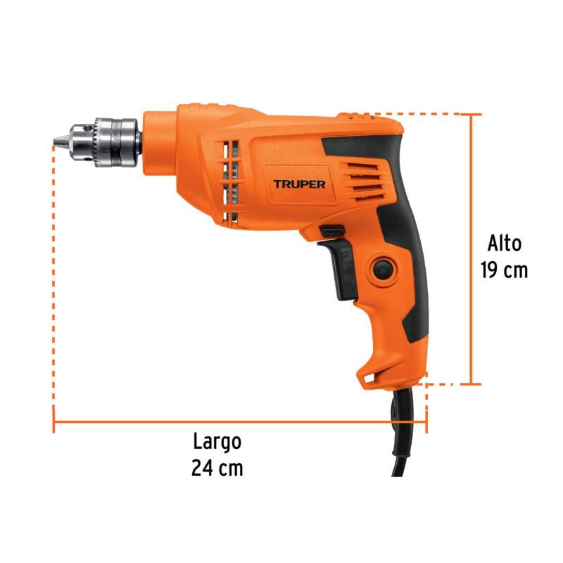 TAL-3-8A2FC2.jpg Código: 16708 Taladro 3/8', 400W, TRUPER PRO TAL-3-8A2