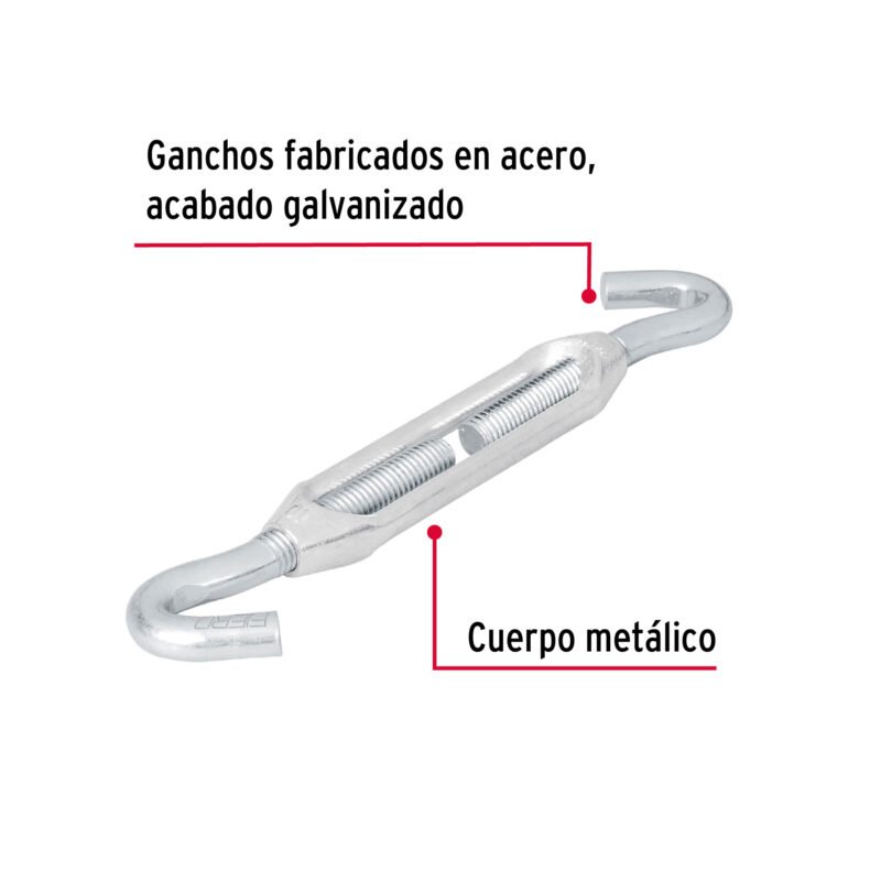 TEN-3-8GFC1.jpg Código: 44063 Tensor zinc 3/8' gancho-gancho, Fiero TEN-3-8G