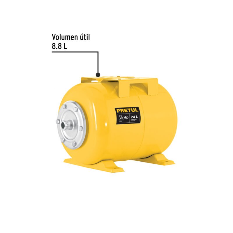Código: 27039 Tanque hidroneumático horizontal, 24 litros, PRETUL TN-HN-1-2X24P