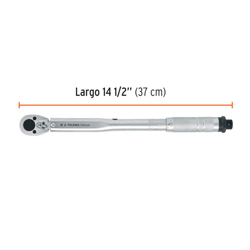 TORQ-3-8FC1.jpg Código: 13567 Torquímetro de trueno, dos lecturas, cuadro 3/8', Truper TORQ-3-8