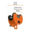 Código: 101075 Trole de carga 1/2 ton para vigas IPS e IPR, ajustable TRO-1-2