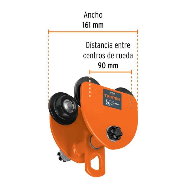 TRO-1-2FC2.jpg Código: 101075 Trole de carga 1/2 ton para vigas IPS e IPR, ajustable TRO-1-2