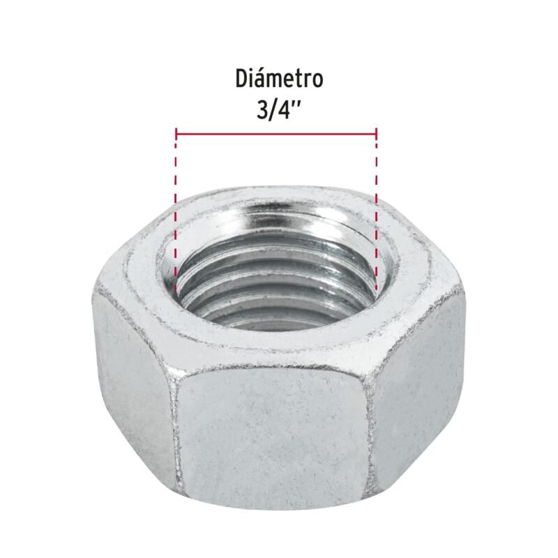 TUE-3-4FC2.jpg Código: 44701 Bolsa con 15 tuercas 3/4' hexagonales de acero galvanizado TUE-3-4
