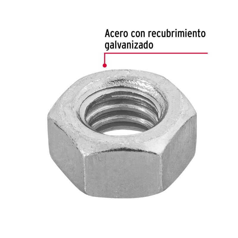 Código: 44549 Bolsa con 150 tuercas 5/16' hexagonales de acero galvanizado TUE-5-16